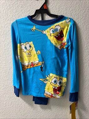 SpongeBob Squarepants Bright Blue Long Sleeve Tee with Navy Trim